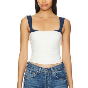 Free people 2 Tone Tank in White navy Combo size XL